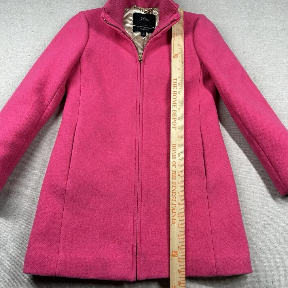 J. Crew Coat Womens 0P Petite Nello Gori Italian Stadium Cloth Wool Blend Pink - Picture 10 of 11